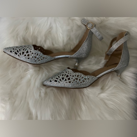 Silver sequins ankle strap kitten heels - Picture 4 of 6